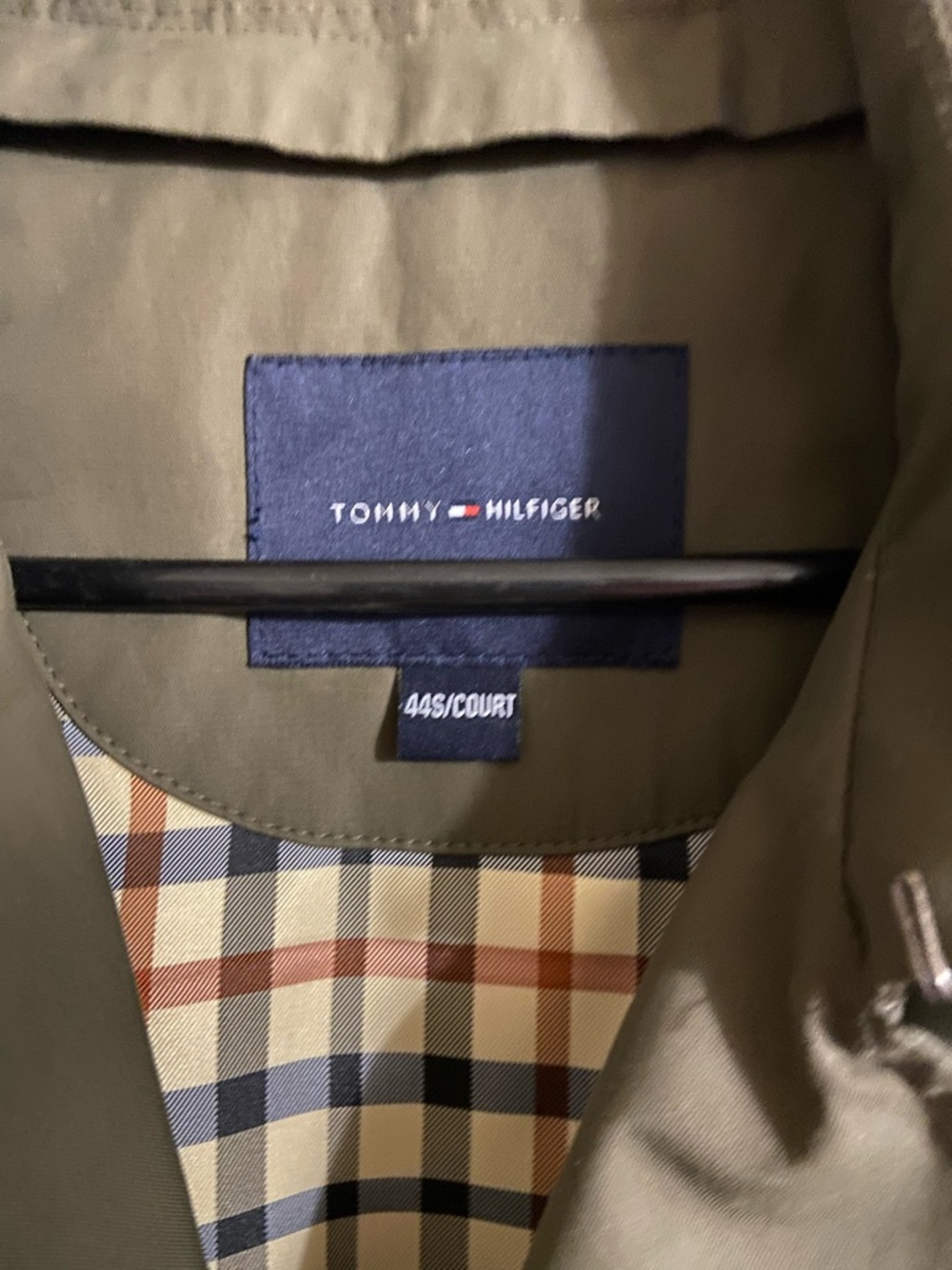 Tommy Hilfiger Olive Green Trench Coat with Check Lining